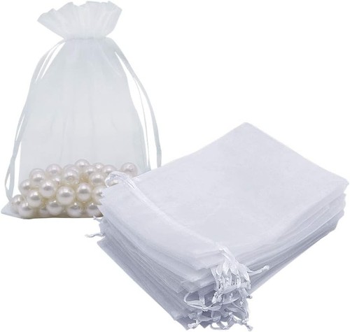 100x weiß organza beutel - weiß,