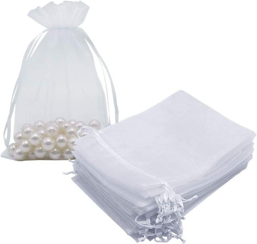 Weißer organza beutel - weißer, 13x18